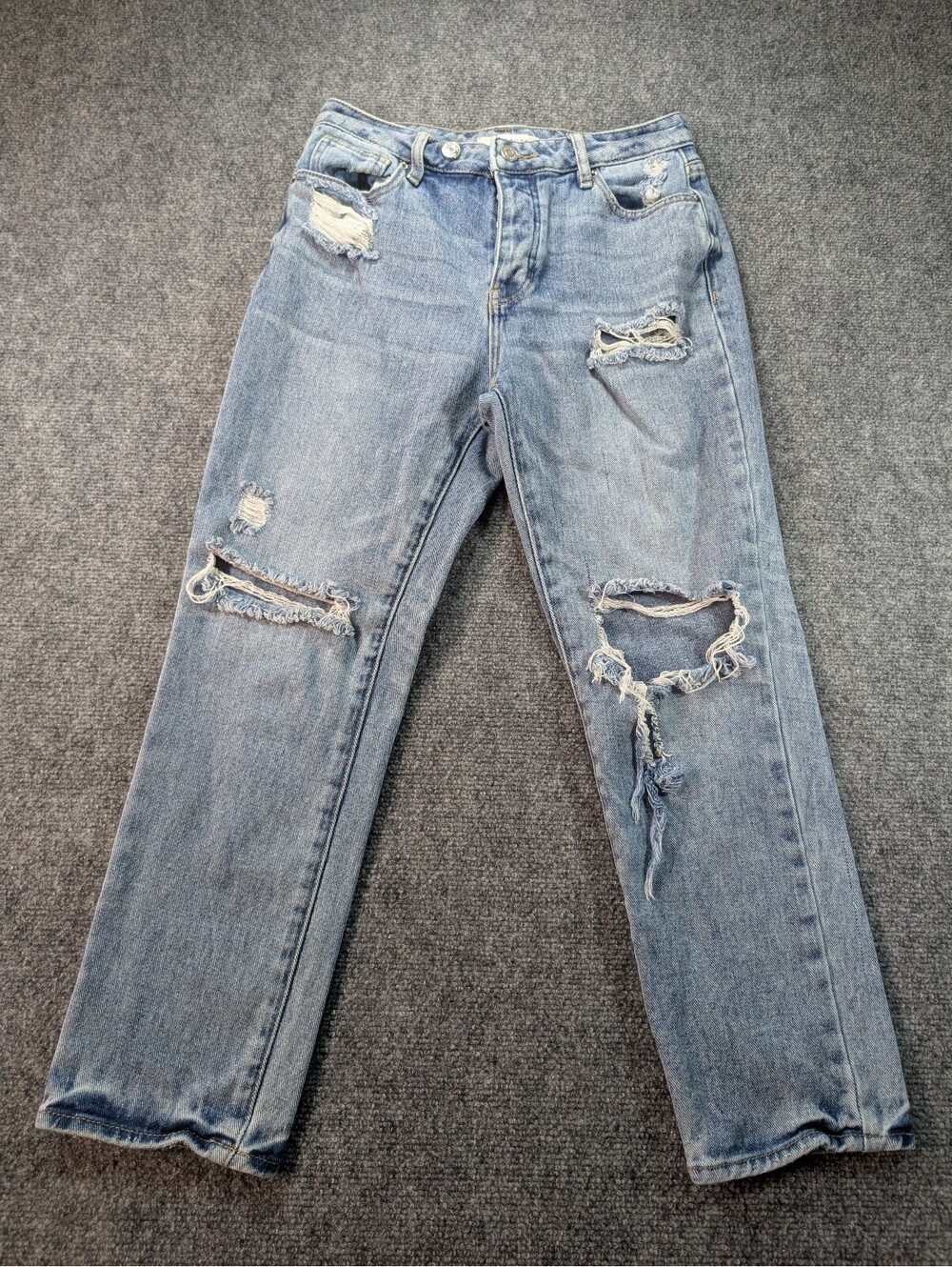 Pacsun Women's 25 Distressed Light Blue Denim Jeans Button Fly Streetwear Skater